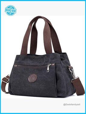 Canvas Hobo Handbag Multi Compartment Tote Satchel Crossbody Shoulder Bag